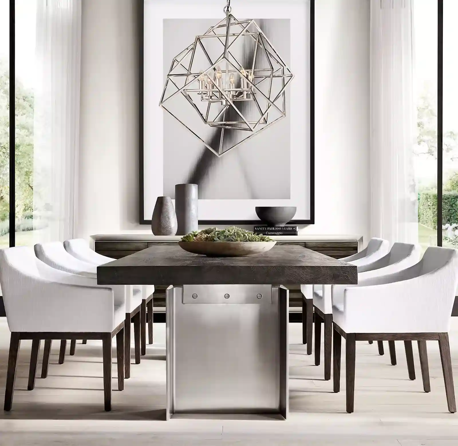 rh rectangular dining table