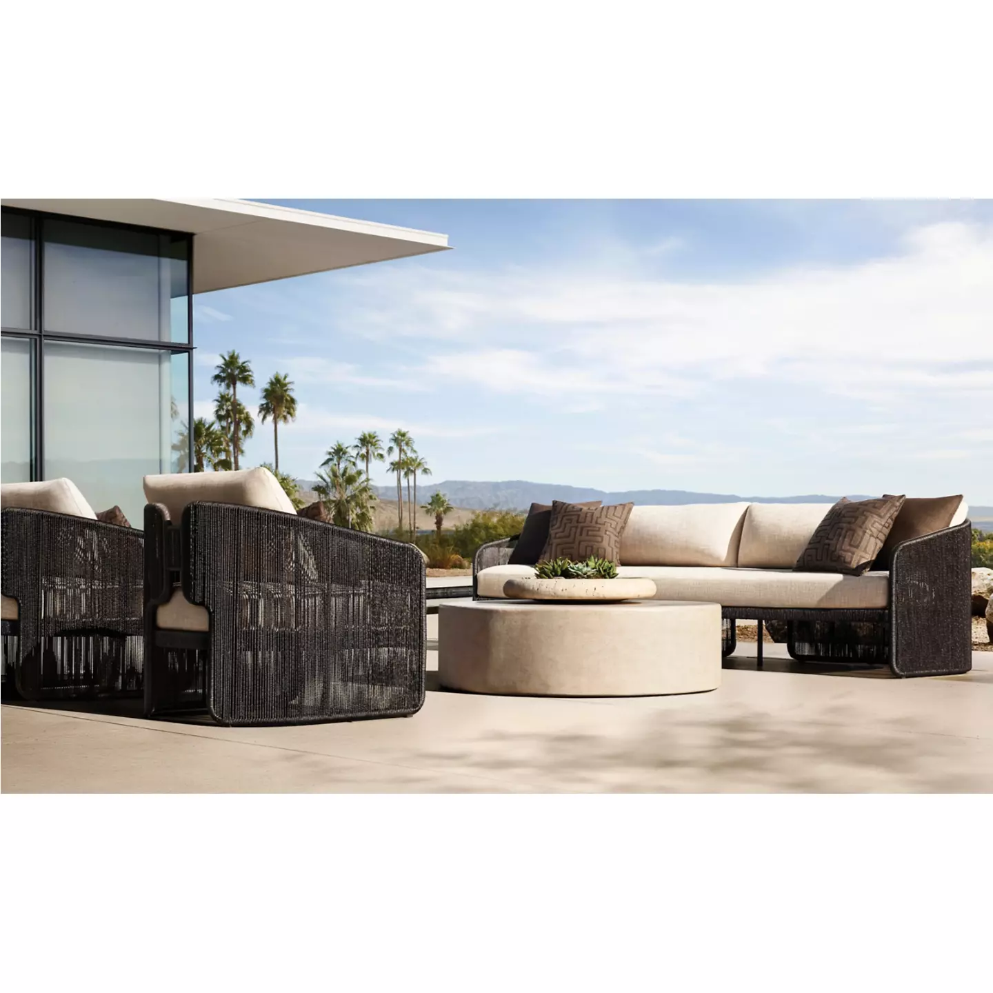 indoor outdoor modern concrete round coffee table
