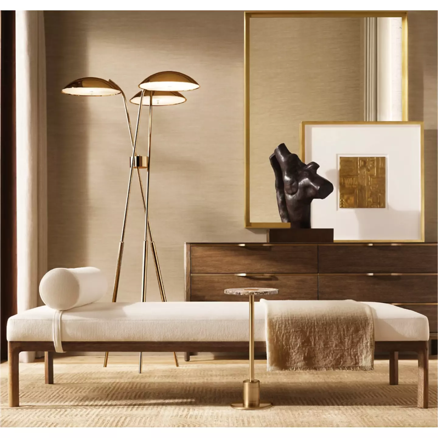rh living fabric chaise