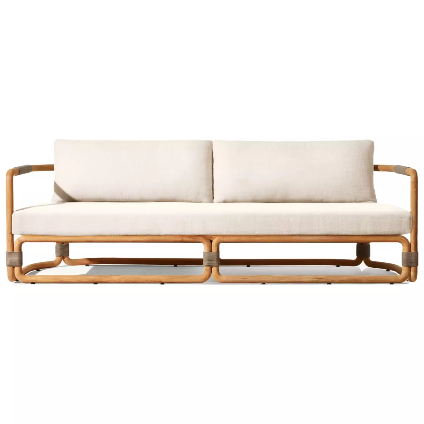 restoration hardware teak sofa
