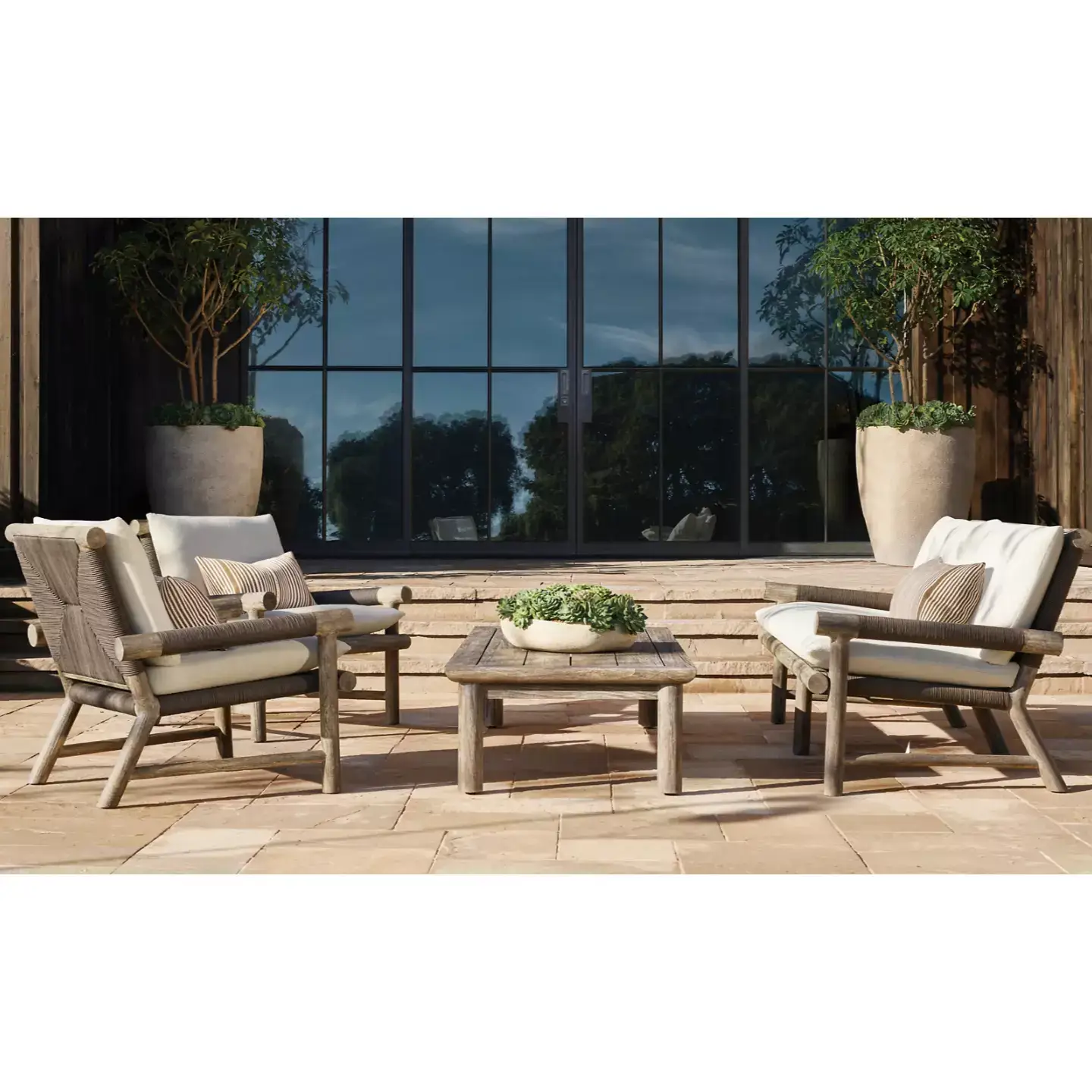 restoration hardware teak sofa