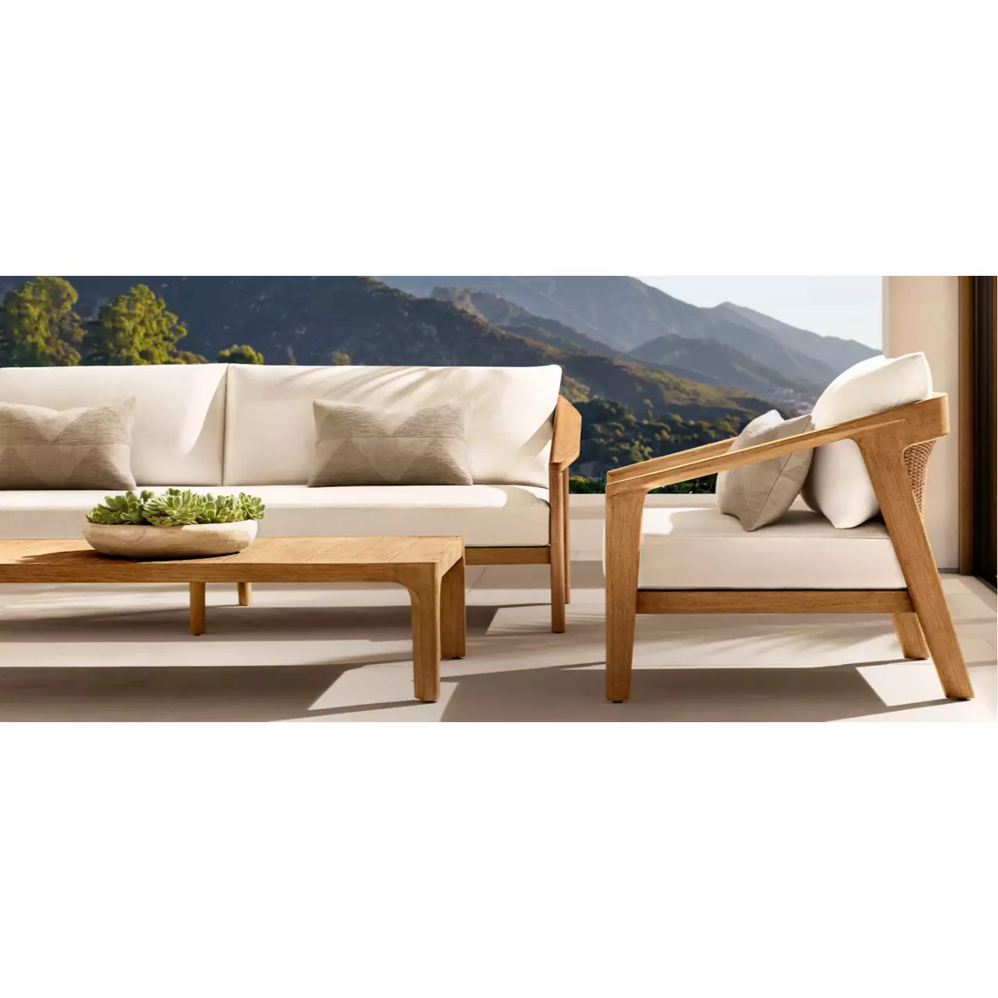 restoration hardware teak sofa