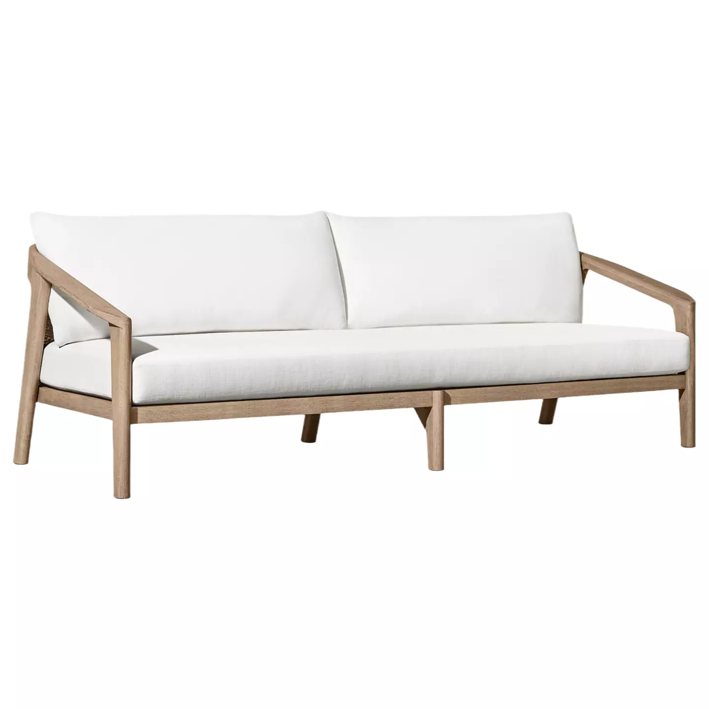 teak outdoor sofa with sunbrella cushions