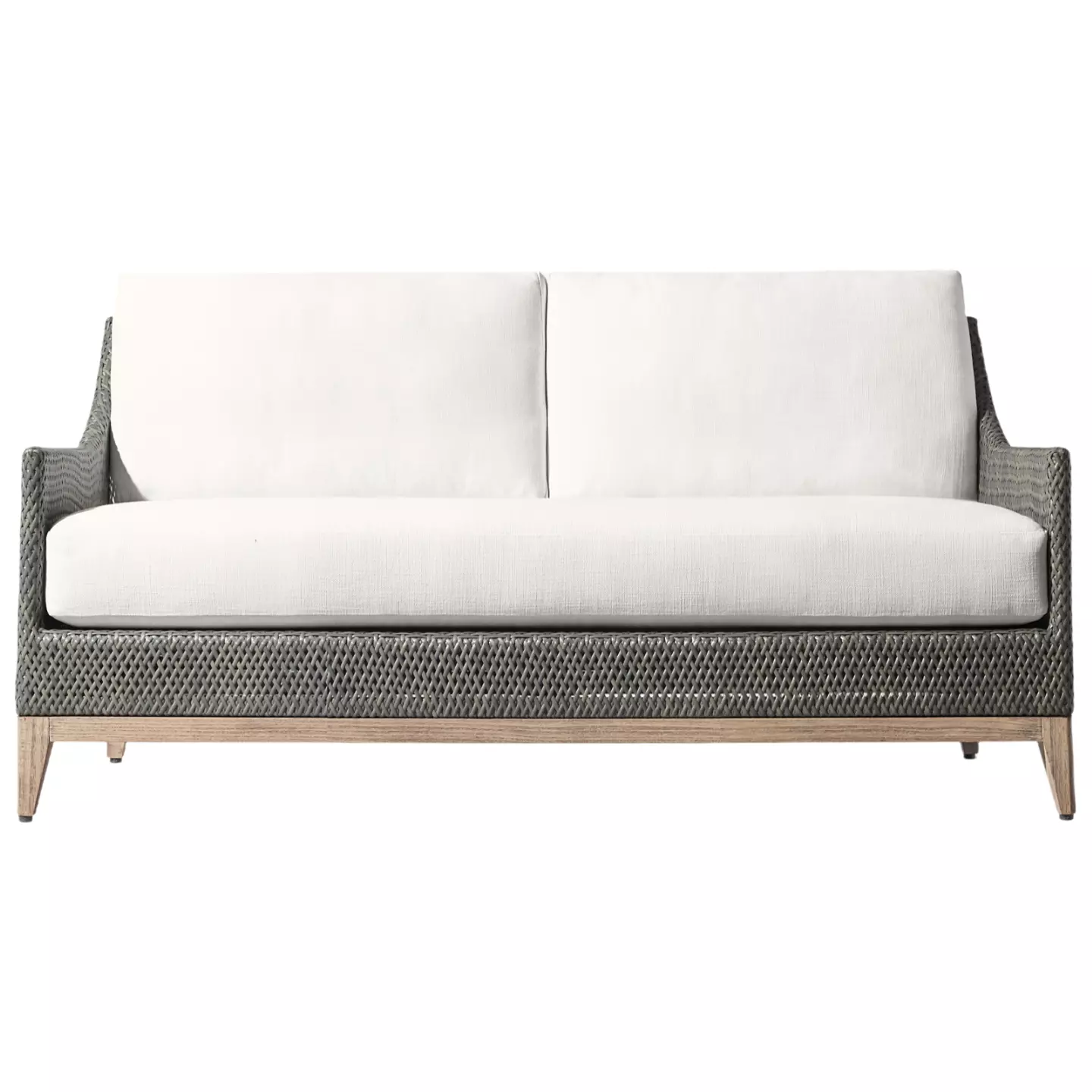 2 seater grey rattan garden sofa