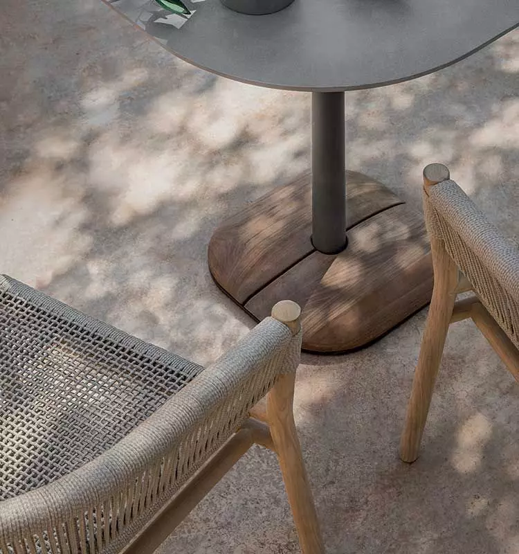 teak and rope outdoor dining chair